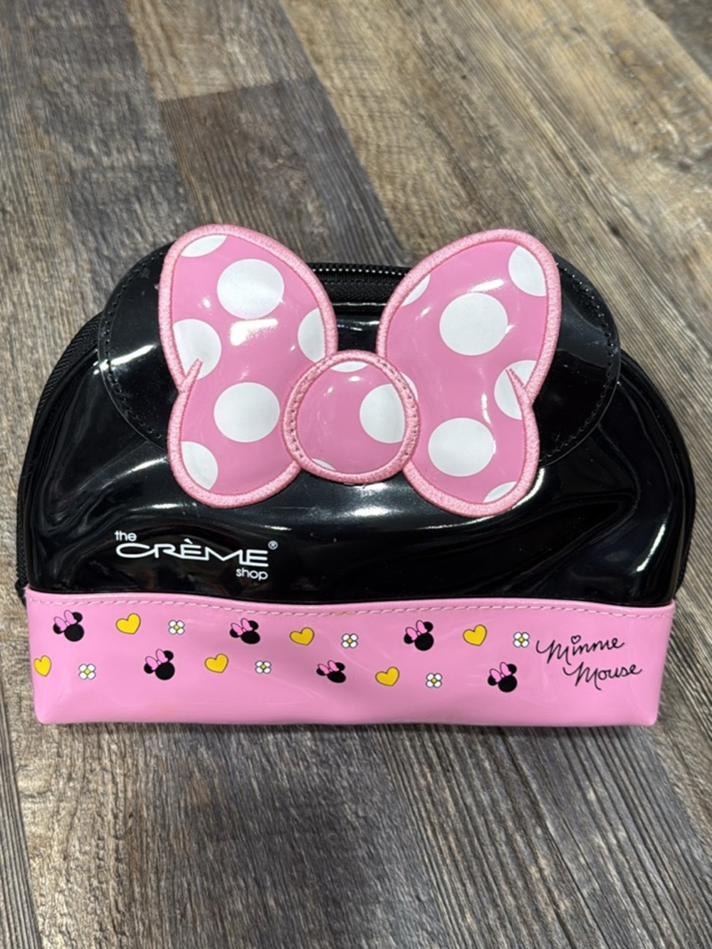 Disney Pink & Black Minnie Mouse Cosmetic Bag with Polka Dot Bow